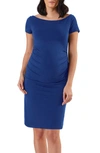 STOWAWAY COLLECTION BALLET RUCHED MATERNITY DRESS,1038-COBALT-L