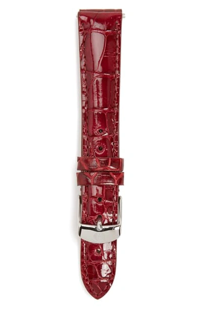 Michele 16mm Alligator Watch Strap In Garnet