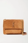 SAINT LAURENT NIKI MEDIUM QUILTED SUEDE SHOULDER BAG