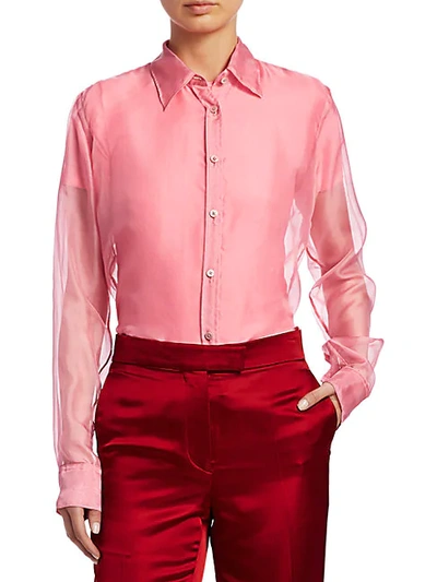Helmut Lang Silk Organza Shirt In Pink