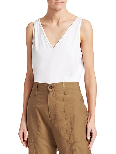 Brunello Cucinelli Relaxed V-neck Tank Top In White