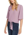 1.STATE FLOUNCE-SLEEVE TIE-FRONT TOP