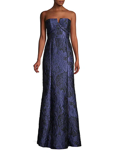 Adrianna Papell Strapless Mermaid Gown In Navy