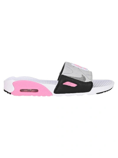 Nike Air Max 90 Slide Sandals In White/ Cool Grey/ Rose