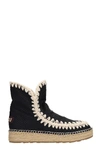 MOU ESKIMO 18 LOW HEELS ANKLE BOOTS IN BLACK LEATHER,11342271