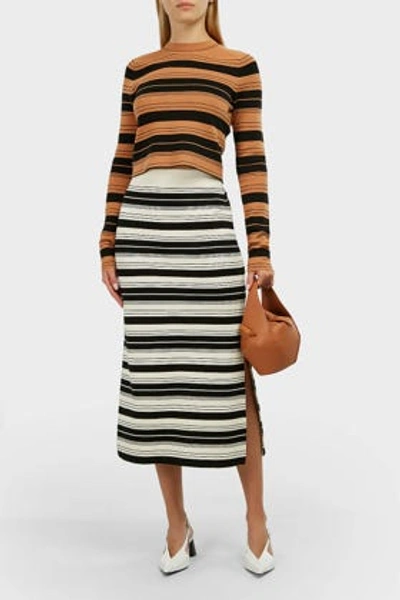 Proenza Schouler Compact Striped Midi Skirt In Stripes