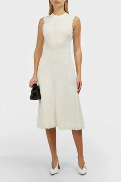 Proenza Schouler Sleeveless Frayed-edge Knit Dress In Ivory