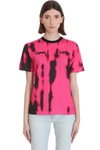 OFF-WHITE TIGER DYE T-SHIRT IN FUXIA COTTON,11341761