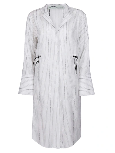 Off-white White Cotton Dress In Whiteblack