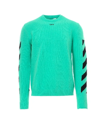 Off-white Diag Sweater In Mint Black ModeSens