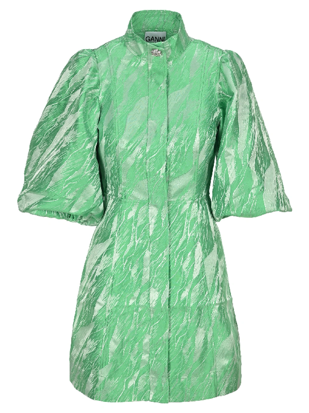 Ganni Jacquard Mini Dress In Island Green | ModeSens