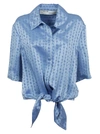 Off-white Logo Baseball Shirt In Blue Viscose In Light Blue