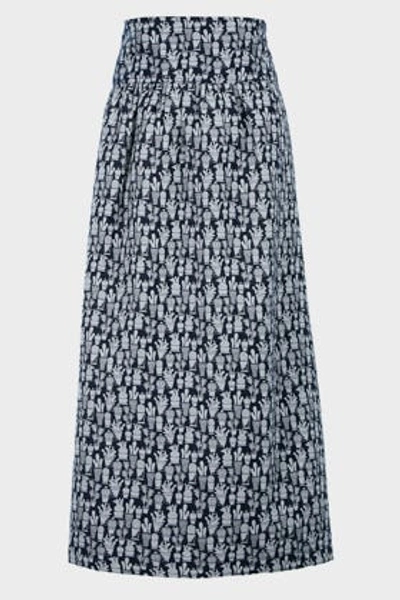 Kage Calixta Printed High-waist Skirt In Navy And White
