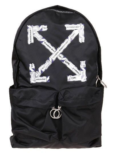 Off-white Airport Tape Diagonal Arrows Backpack In Black