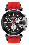 Tissot T-race Chronograph Silicone Strap Watch, 48mm In Red/ Black/ Silver