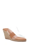 Andre Assous Anfisa Womens Leather Slip On Wedge Sandals In Clear Faux Leather