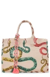 Vince Camuto Orla Canvas Tote In Coiled Snakes Pink