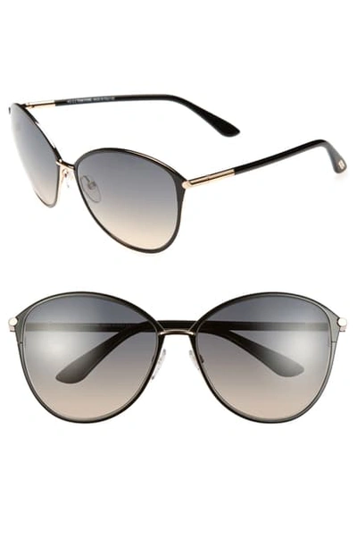 Tom Ford Penelope Metal Butterfly Sunglasses In Black