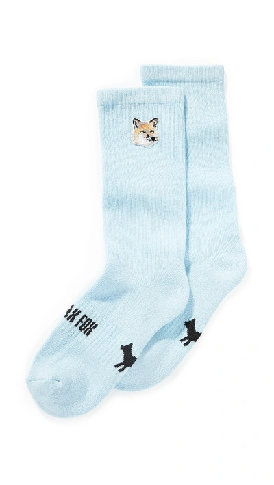 Maison Kitsuné Pastel Fox Head Patch Socks In Sky