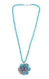 WENDY YUE 18K WHITE GOLD; TURQUOISE; AND CHAMPAGNE DIAMOND NECKLACE,824344