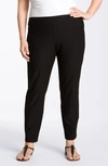 Eileen Fisher Petite Washable Stretch-crepe Slim Ankle Pants In Black