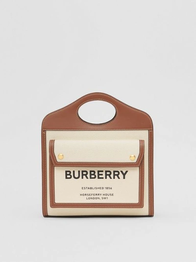 Burberry Mini Pocket Bag In Natural/malt Brown