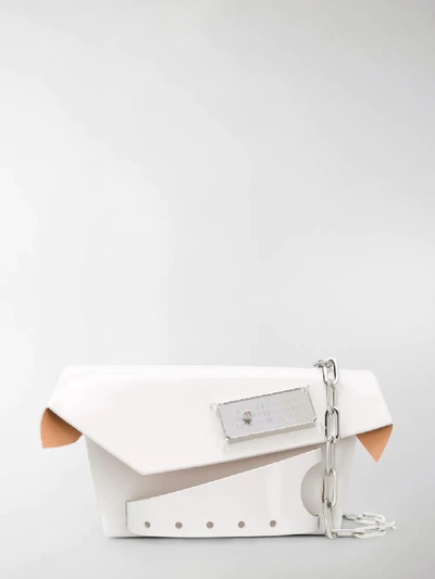 Maison Margiela Small Snatched Calfskin Leather Convertible Clutch In White