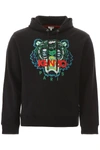 Kenzo Signature Tiger Hoodie In Black