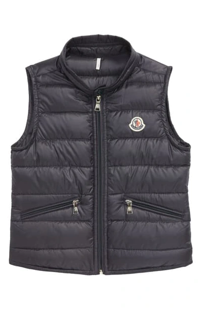 Moncler Kids' Water Resistant Quilted Down Nylon Vest In Black