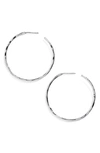 Argento Vivo Medium Hammered Hoop Earrings In Silver