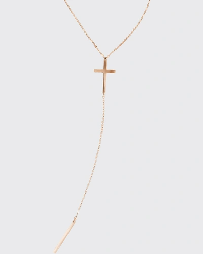 Lana Bond Crossary Chime Lariat Necklace In Rose Gold