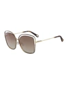 CHLOÉ POPPY CUTOUT METAL SQUARE SUNGLASSES,PROD146290089