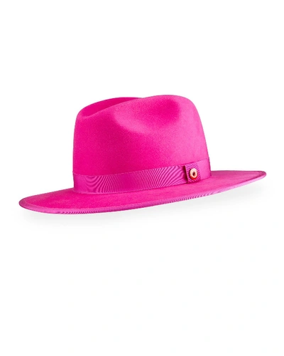 Keith And James Queen Wool Felt Fedora Hat In Pink