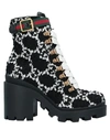 Gucci Gg Tweed Ankle Boots In Black
