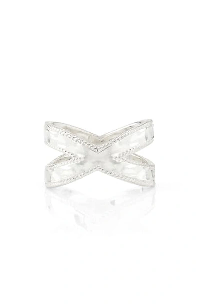 Anna Beck Hammered Cross Ring In Silver