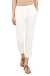 Theory Treeca Good Linen Cropped Pull-on Ankle Pants In Espresso
