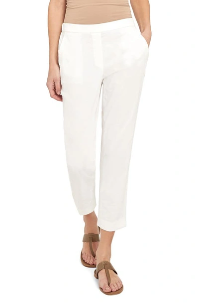 Theory Treeca Good Linen Cropped Pull-on Ankle Pants In White