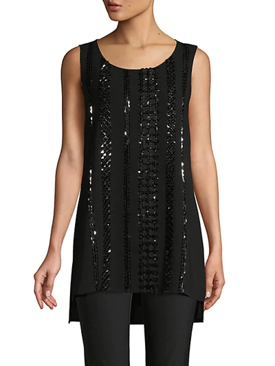 Lafayette 148 Women's Ruthie Embellished Crepe Tank Top In Black