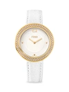 FENDI MY WAY GOLDTONE STAINLESS STEEL DIAMOND LEATHER-STRAP WATCH,0400012601146