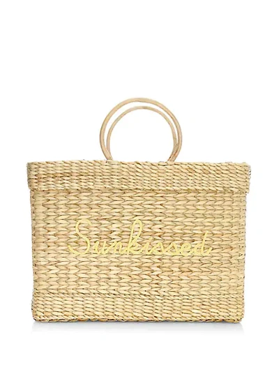 Poolside Large Lizzy Woven Sunkissed Beach Tote In Marigold