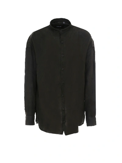 Costumein Collarless Long-sleeved Shirt In Black