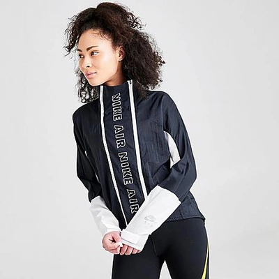 Nike Women's Air Water-repellent Running Jacket In Black,black,white,white