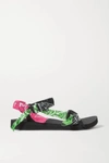 Arizona Love + Jason Wu Trekky Printed Cotton, Gauze And Canvas Sandals In Black