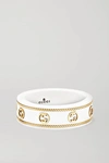 Gucci Icon Interlocking G Zirconia And 18kt Gold Ring In Gold