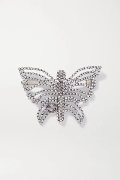 Gucci Silver-tone Crystal Hair Clip In White