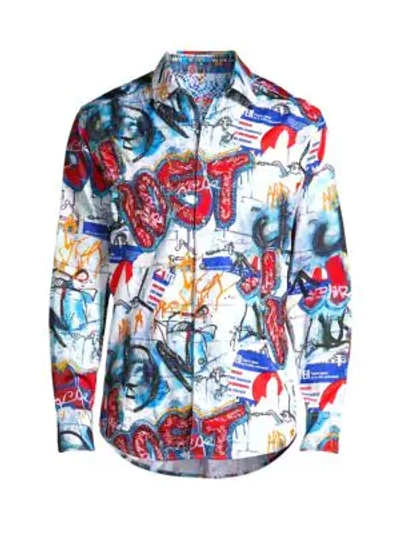 Robert Graham Men's Pichacao Graffiti-print Sport Shirt In Multi