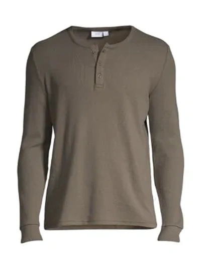 Onia Miles Long-sleeve Knit Henley In Deep Sage