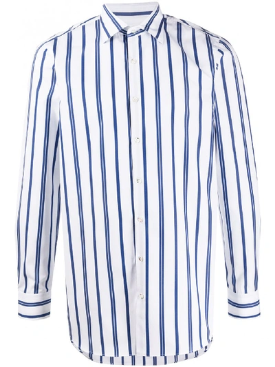 Gabriele Pasini Long Sleeve Striped Print Shirt In White