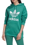 Adidas Originals Adicolor Trefoil-print Cotton Hoodie In Future Hydro F10/ White