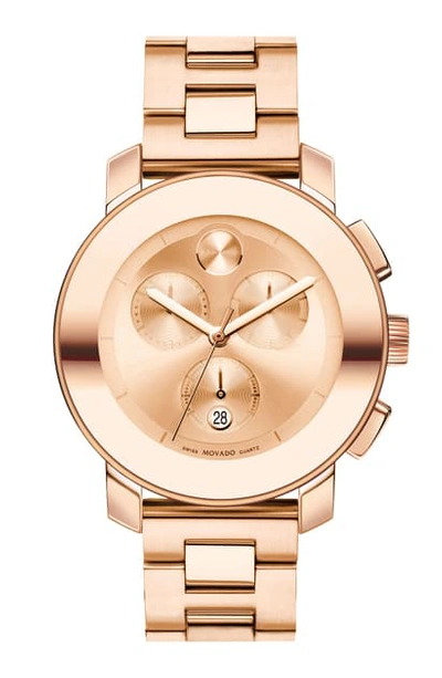 Movado 'bold Chronograph' Bracelet Watch, 38mm In Rose Gold